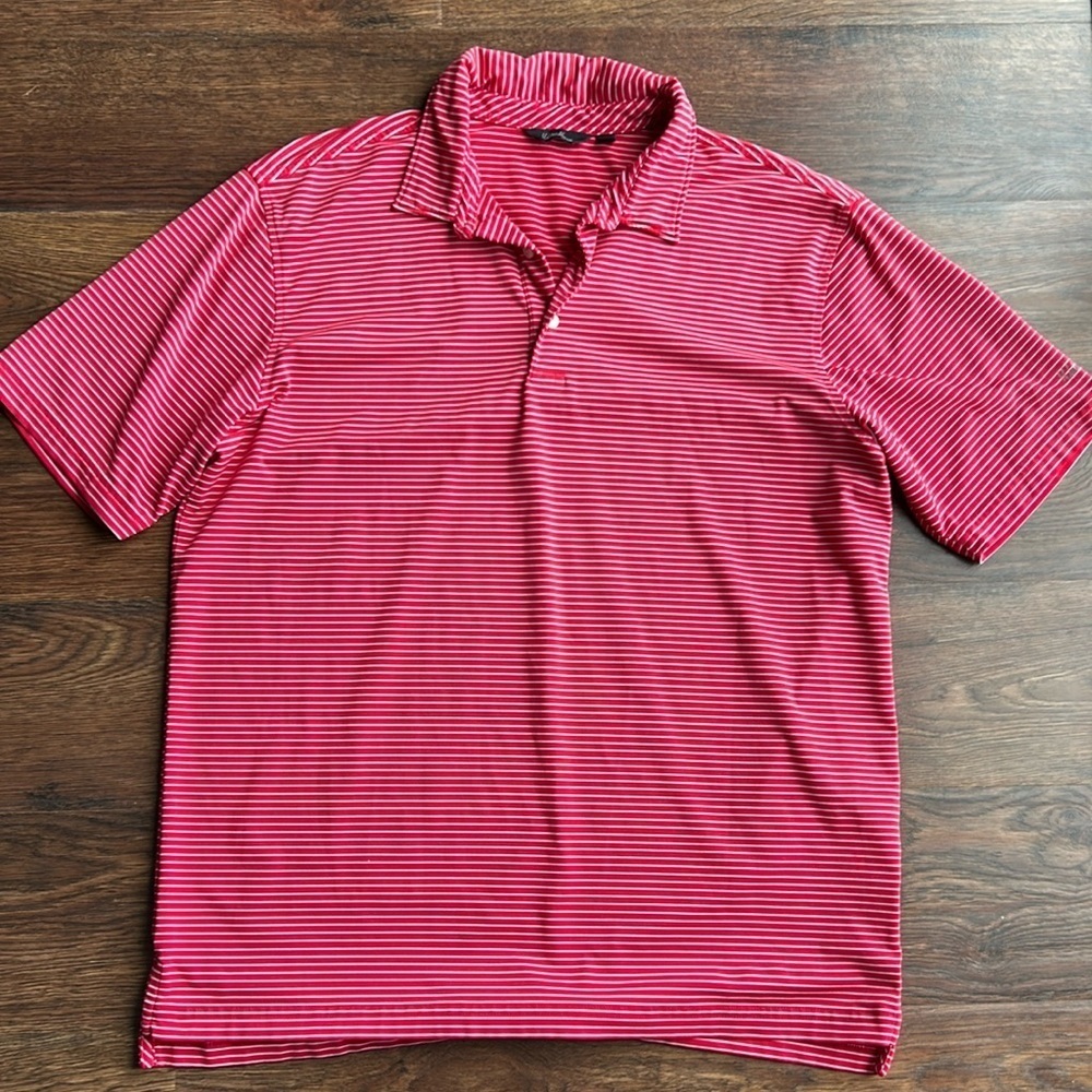 Men's Walter Hagen Striped Golf Polo Red & White | Striped Golf Polo | Golf